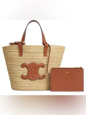 New Celine Teen Panier Raffia Tote Bag